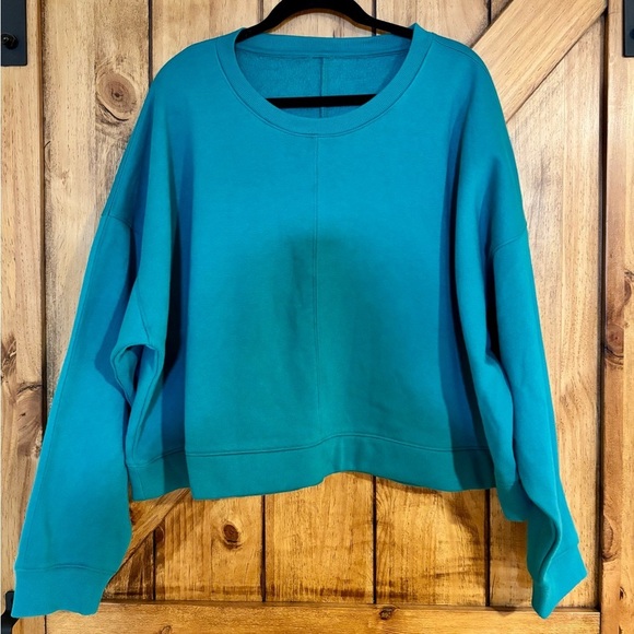 All In Motion Women’s Cotton Crewneck Crop Sweatshirt - Turquoise - Size Xxl - Picture 2 of 6